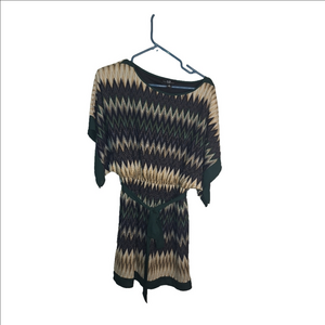 AGB / MULTICOLOR COLOR DESIGN DRESS / GREEN AND BROWN/ MEDIUM